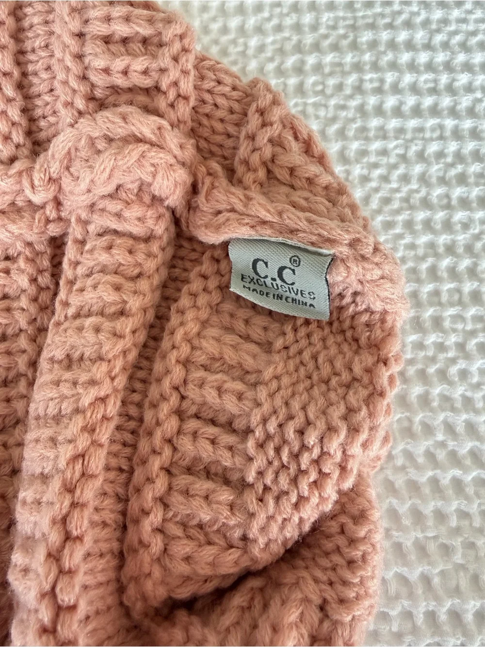 CC Brand Pink Chunky Cable Knit Beanie